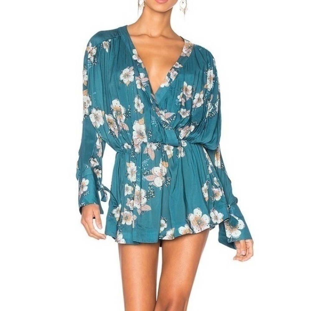 Free People Tunic Dress Tuscan Dreams Floral Size S Festival Boho Coquette Flowy